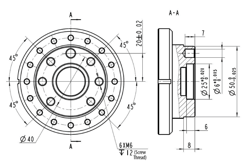 DIMENSION CHART OF ROBOT END-MOUNTED VBR6-3